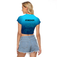 Jordan Raglan Cropped T Shirt Al-Khazneh in Jordan Blue Gradient - Wonder Print Shop