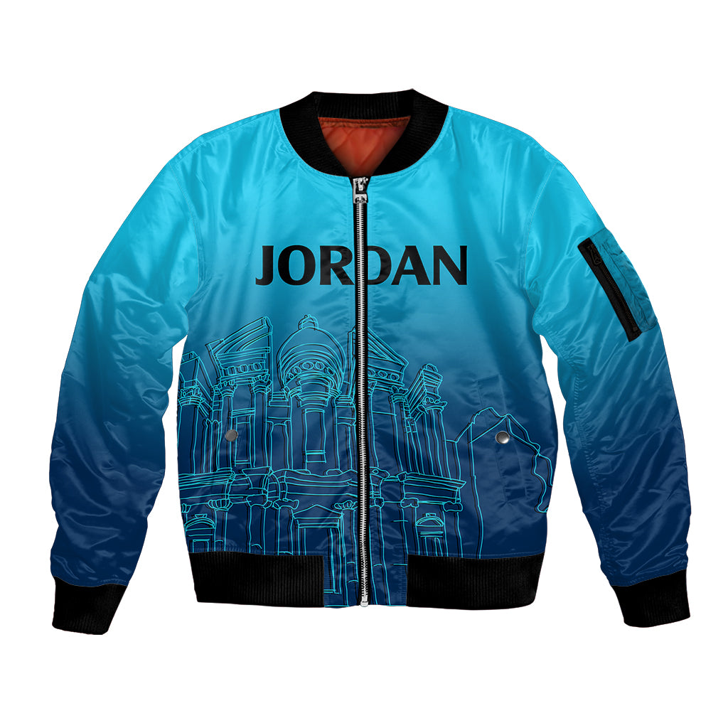 Jordan Sleeve Zip Bomber Jacket Al-Khazneh in Jordan Blue Gradient - Wonder Print Shop
