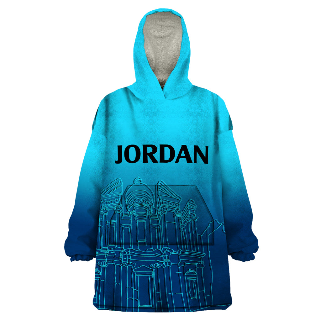 Jordan Wearable Blanket Hoodie Al-Khazneh in Jordan Blue Gradient - Wonder Print Shop