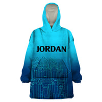 Jordan Wearable Blanket Hoodie Al-Khazneh in Jordan Blue Gradient - Wonder Print Shop