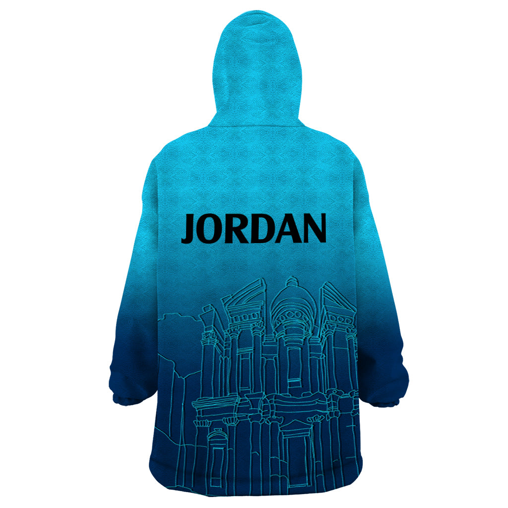 Jordan Wearable Blanket Hoodie Al-Khazneh in Jordan Blue Gradient - Wonder Print Shop