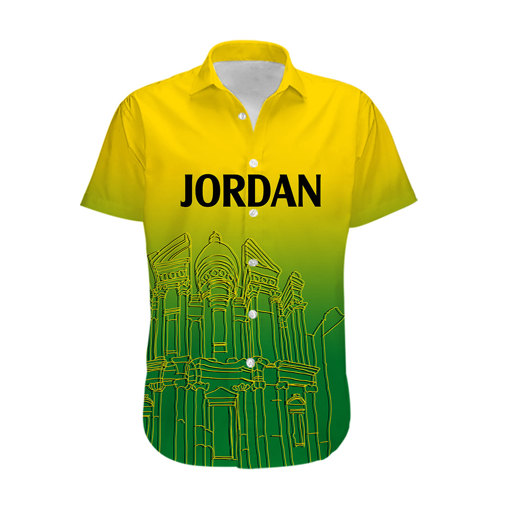 Jordan Hawaiian Shirt Al-Khazneh in Jordan Green Gradient - Wonder Print Shop