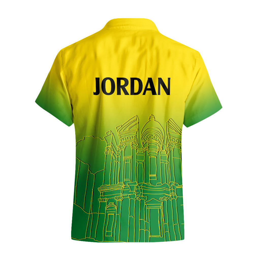 Jordan Hawaiian Shirt Al-Khazneh in Jordan Green Gradient - Wonder Print Shop