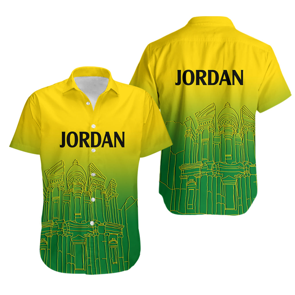 Jordan Hawaiian Shirt Al-Khazneh in Jordan Green Gradient - Wonder Print Shop