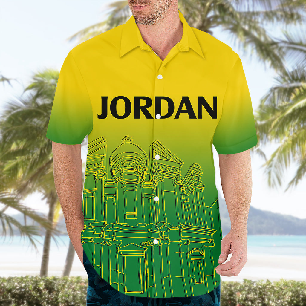 Jordan Hawaiian Shirt Al-Khazneh in Jordan Green Gradient - Wonder Print Shop