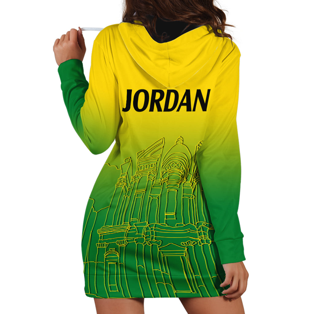 Jordan Hoodie Dress Al-Khazneh in Jordan Green Gradient - Wonder Print Shop