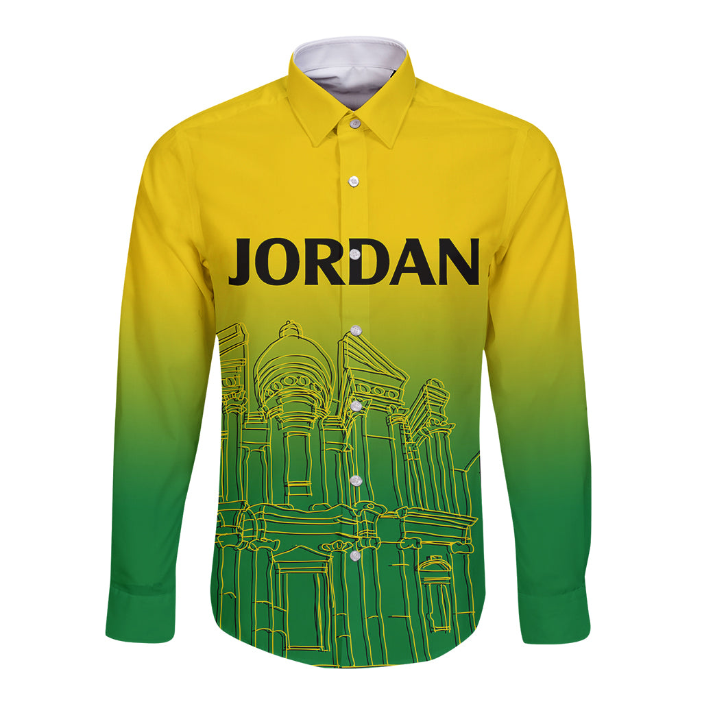 Jordan Long Sleeve Button Shirt Al-Khazneh in Jordan Green Gradient - Wonder Print Shop