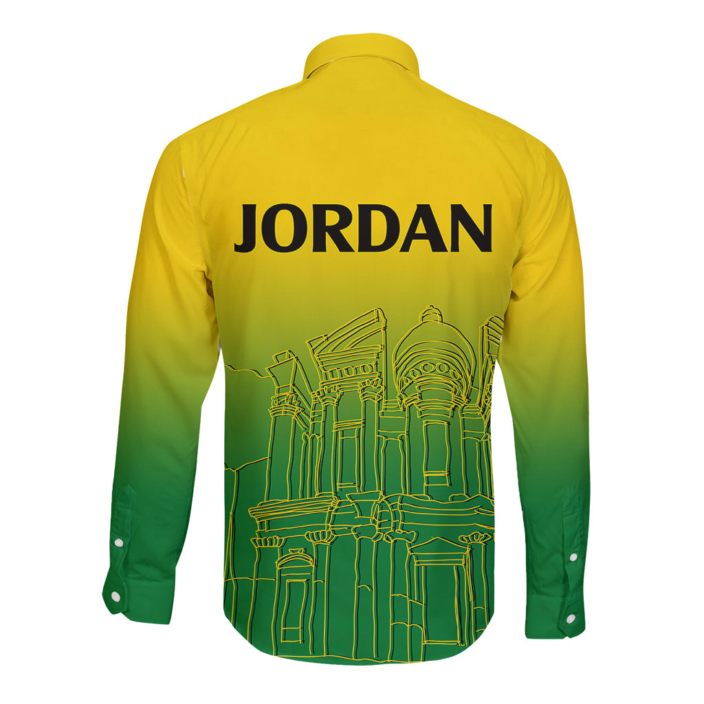 Jordan Long Sleeve Button Shirt Al-Khazneh in Jordan Green Gradient - Wonder Print Shop