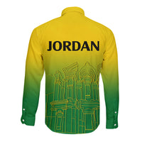 Jordan Long Sleeve Button Shirt Al-Khazneh in Jordan Green Gradient - Wonder Print Shop