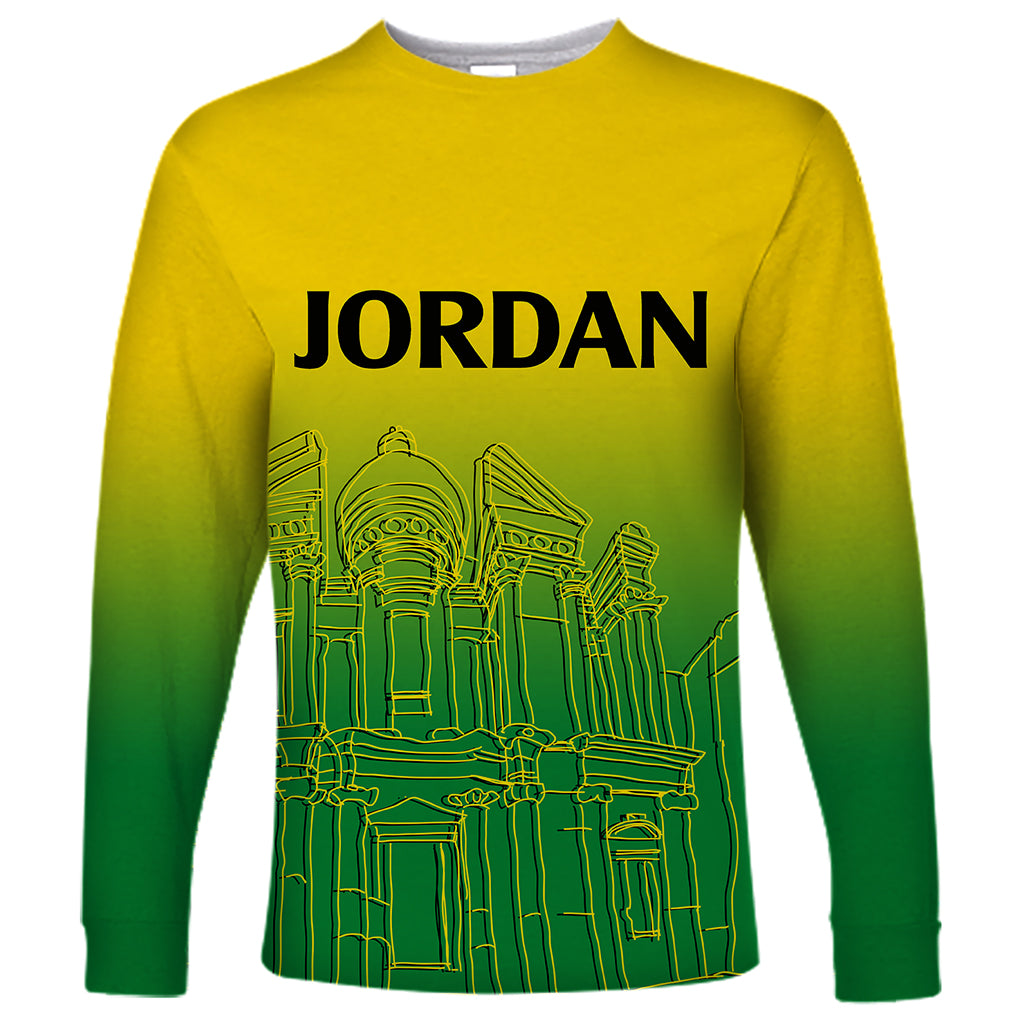Jordan Long Sleeve Shirt Al-Khazneh in Jordan Green Gradient - Wonder Print Shop