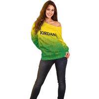 Jordan Off Shoulder Sweater Al-Khazneh in Jordan Green Gradient - Wonder Print Shop