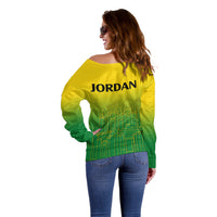 Jordan Off Shoulder Sweater Al-Khazneh in Jordan Green Gradient - Wonder Print Shop