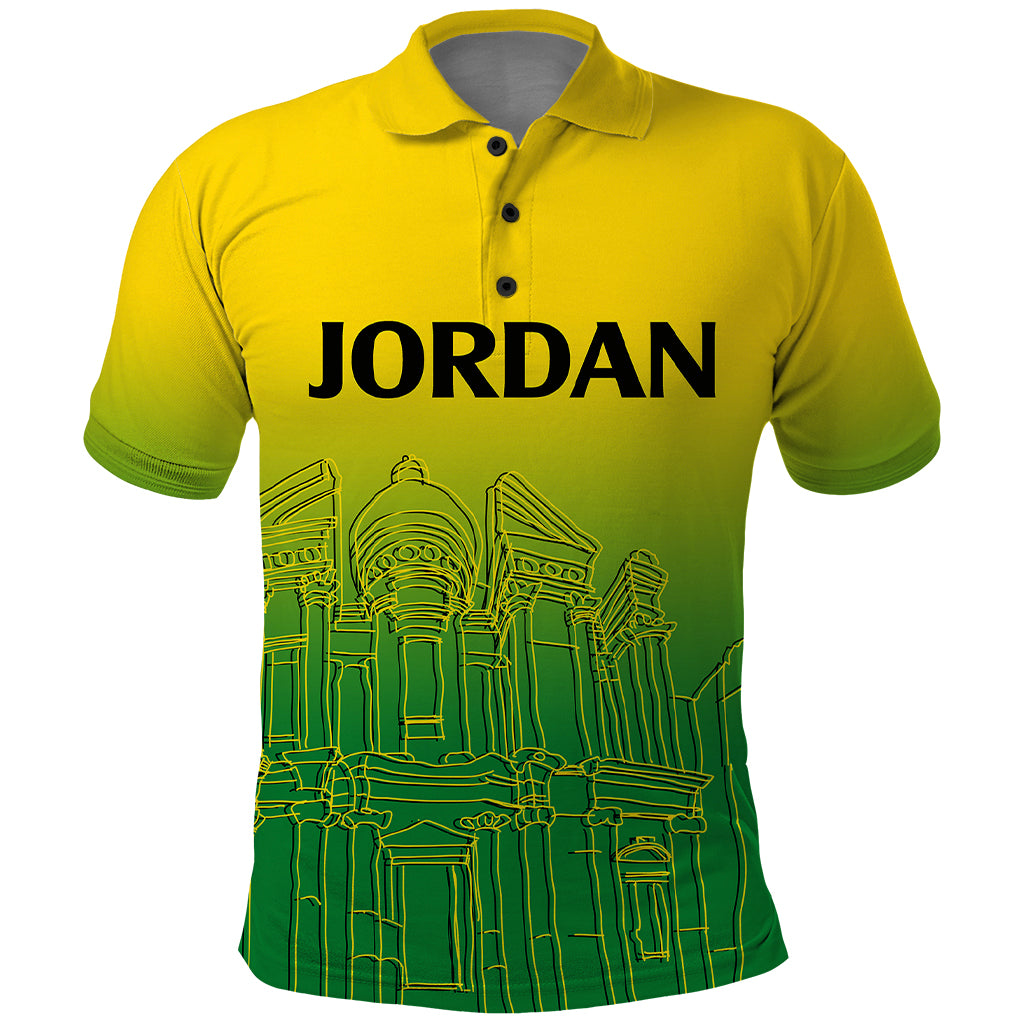 Jordan Polo Shirt Al Khazneh in Jordan Green Gradient - Wonder Print Shop