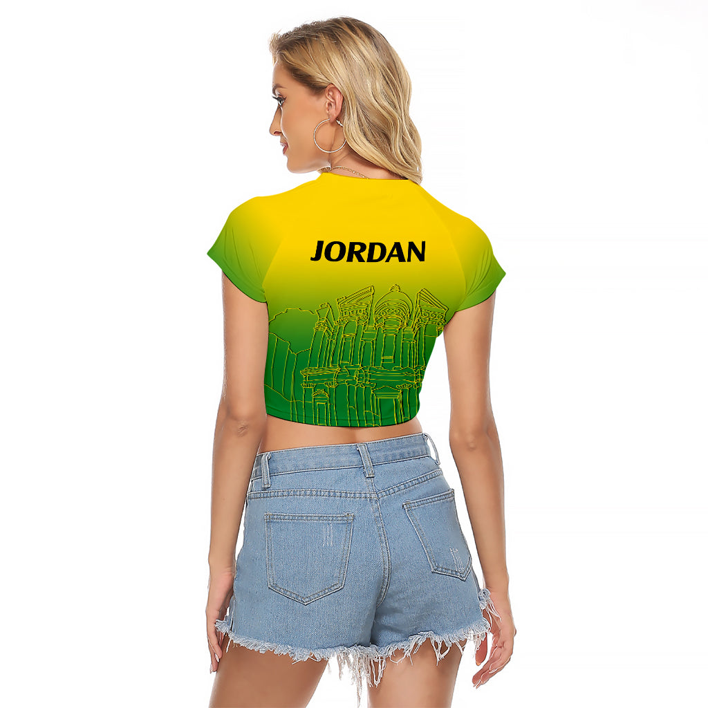 Jordan Raglan Cropped T Shirt Al-Khazneh in Jordan Green Gradient - Wonder Print Shop