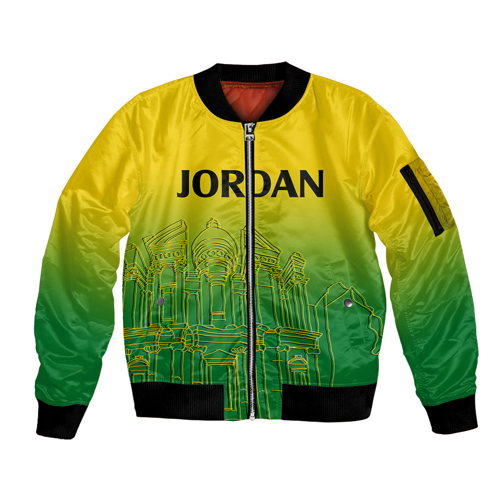 Jordan Sleeve Zip Bomber Jacket Al-Khazneh in Jordan Green Gradient - Wonder Print Shop