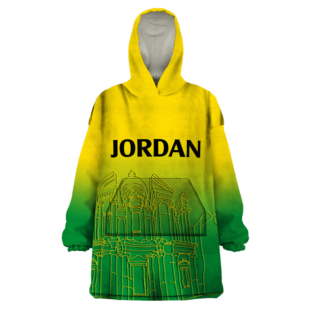 Jordan Wearable Blanket Hoodie Al-Khazneh in Jordan Green Gradient - Wonder Print Shop