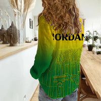 Jordan Women Casual Shirt Al-Khazneh in Jordan Green Gradient - Wonder Print Shop