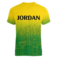 Jordan Women V Neck T Shirt Al-Khazneh in Jordan Green Gradient - Wonder Print Shop