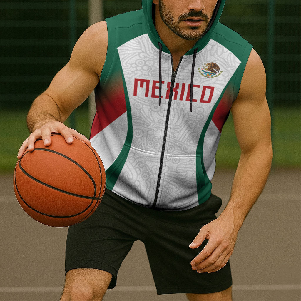 2026 World Football Host Country Mexico Custom Sleeveless Zip Hoodie Green Version