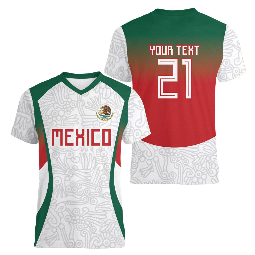 2026 World Football Host Country Mexico Custom Women V-Neck T-Shirt Green Version