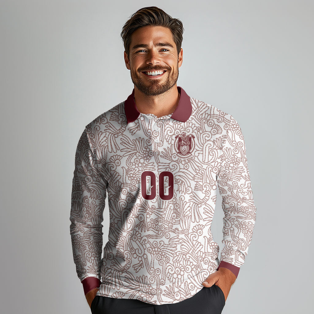 2026 World Football Host Country Mexico Custom Long Sleeve Polo Shirt White Version