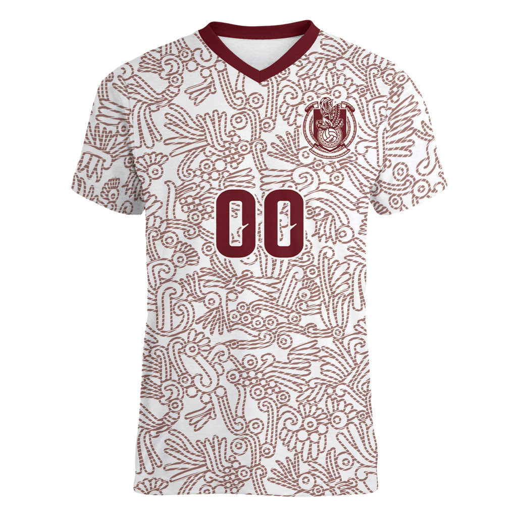 2026 World Football Host Country Mexico Custom Women V-Neck T-Shirt White Version