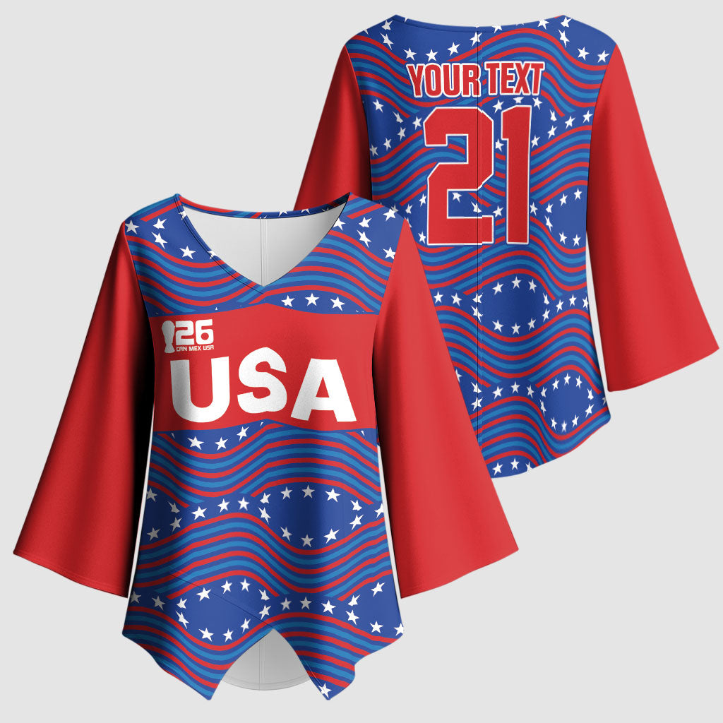 2026 World Football Host Country United States Custom Kimono Sleeve Blouse
