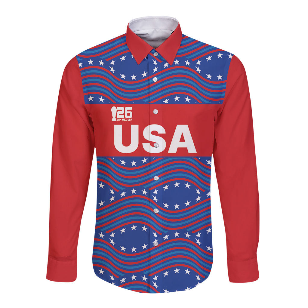 2026 World Football Host Country United States Custom Long Sleeve Button Shirt