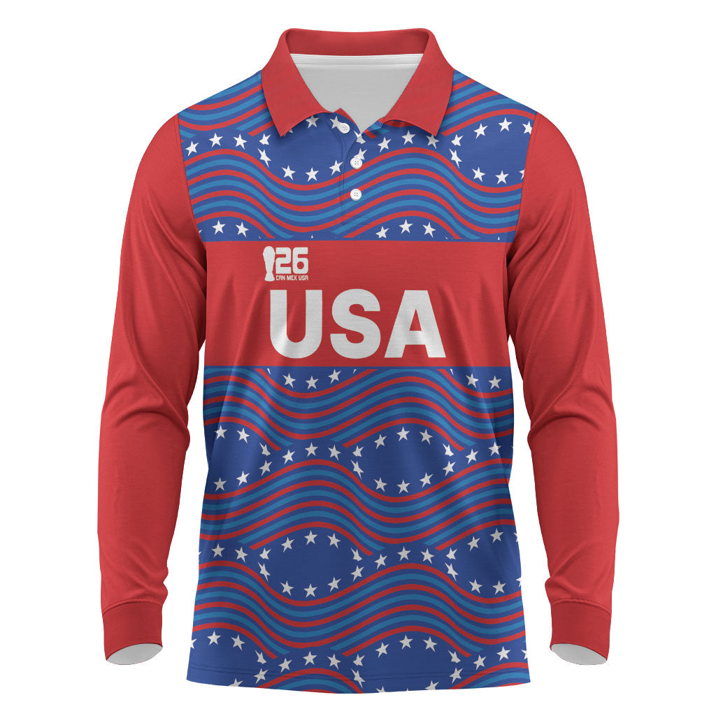 2026 World Football Host Country United States Custom Long Sleeve Polo Shirt