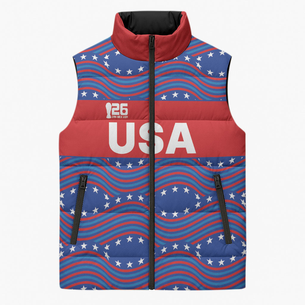 2026 World Football Host Country United States Custom Sleeveless Puffer Jacket