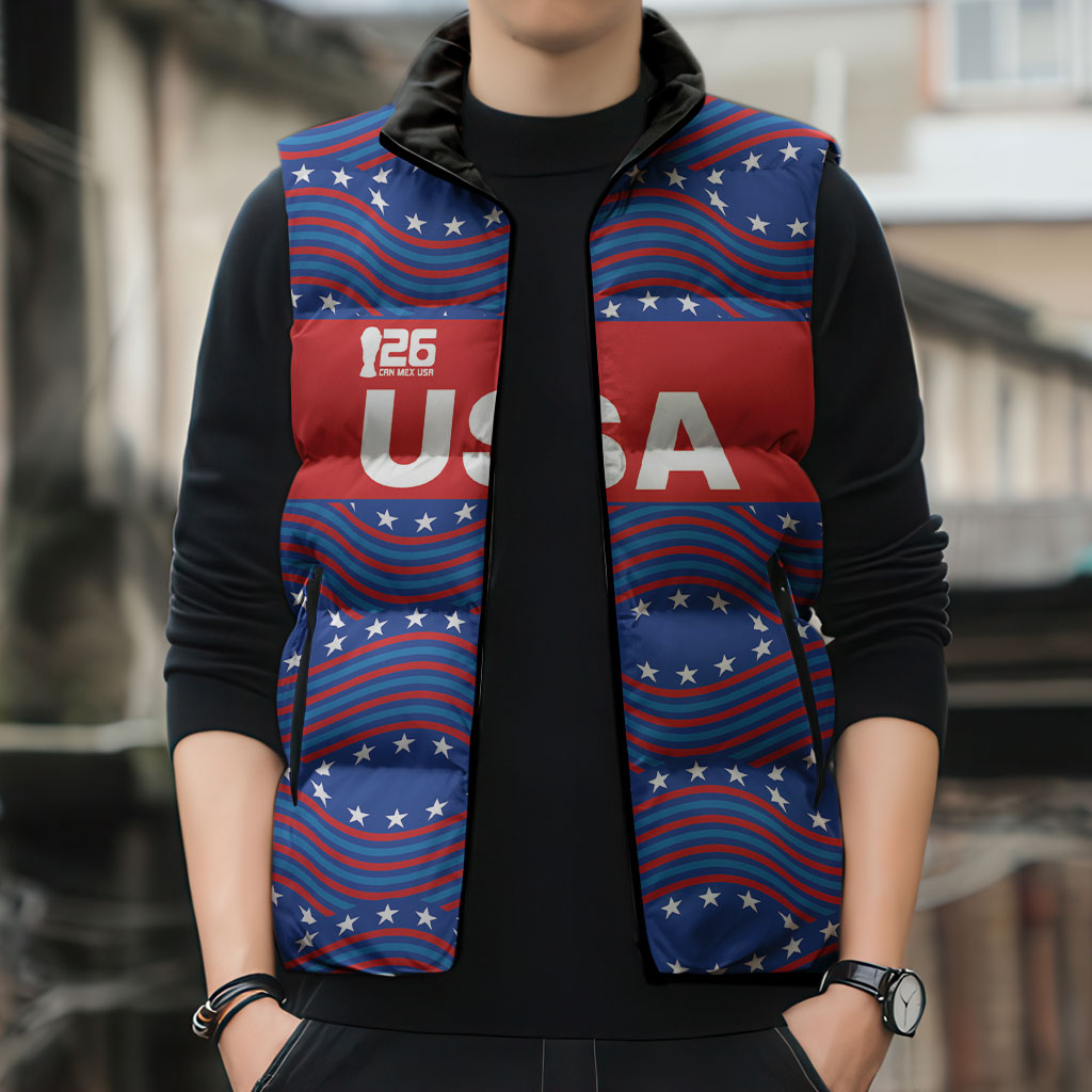 2026 World Football Host Country United States Custom Sleeveless Puffer Jacket