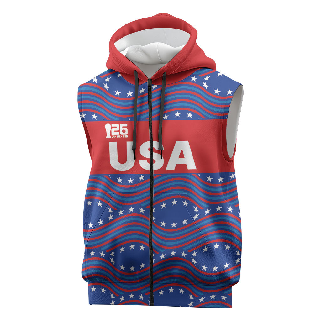 2026 World Football Host Country United States Custom Sleeveless Zip Hoodie