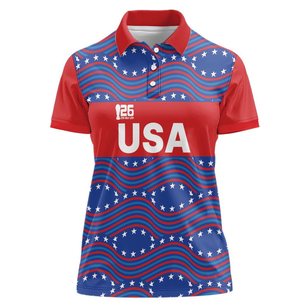 2026 World Football Host Country United States Custom Women Polo Shirt
