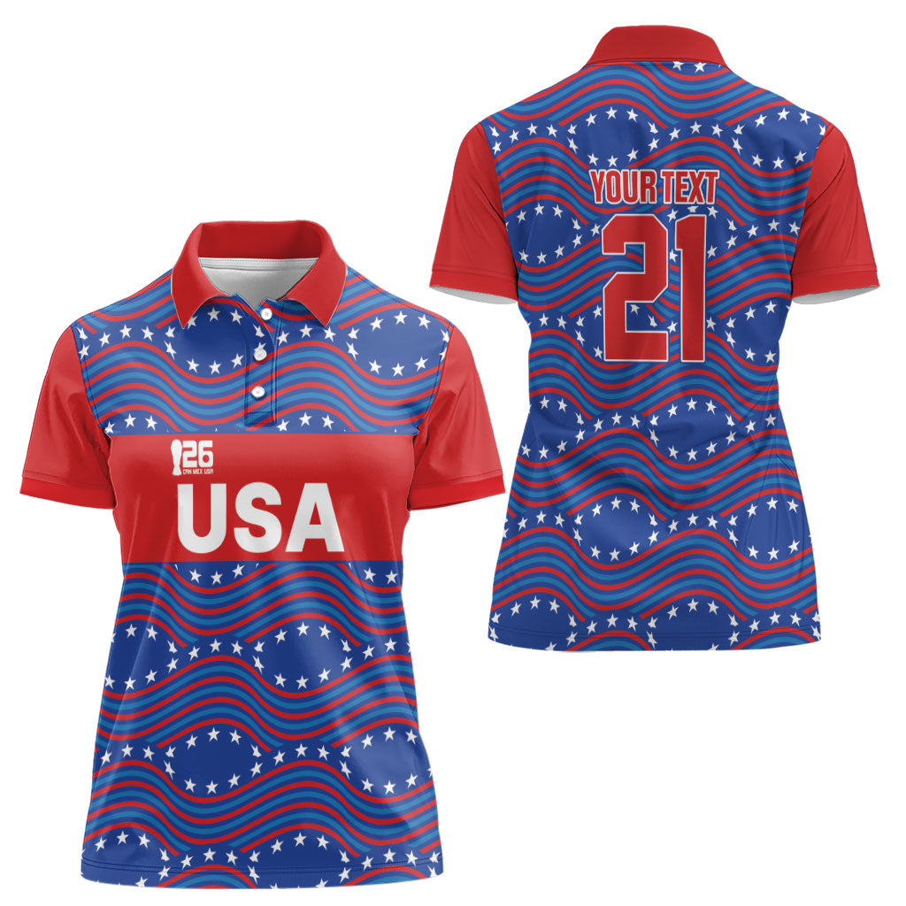 2026 World Football Host Country United States Custom Women Polo Shirt
