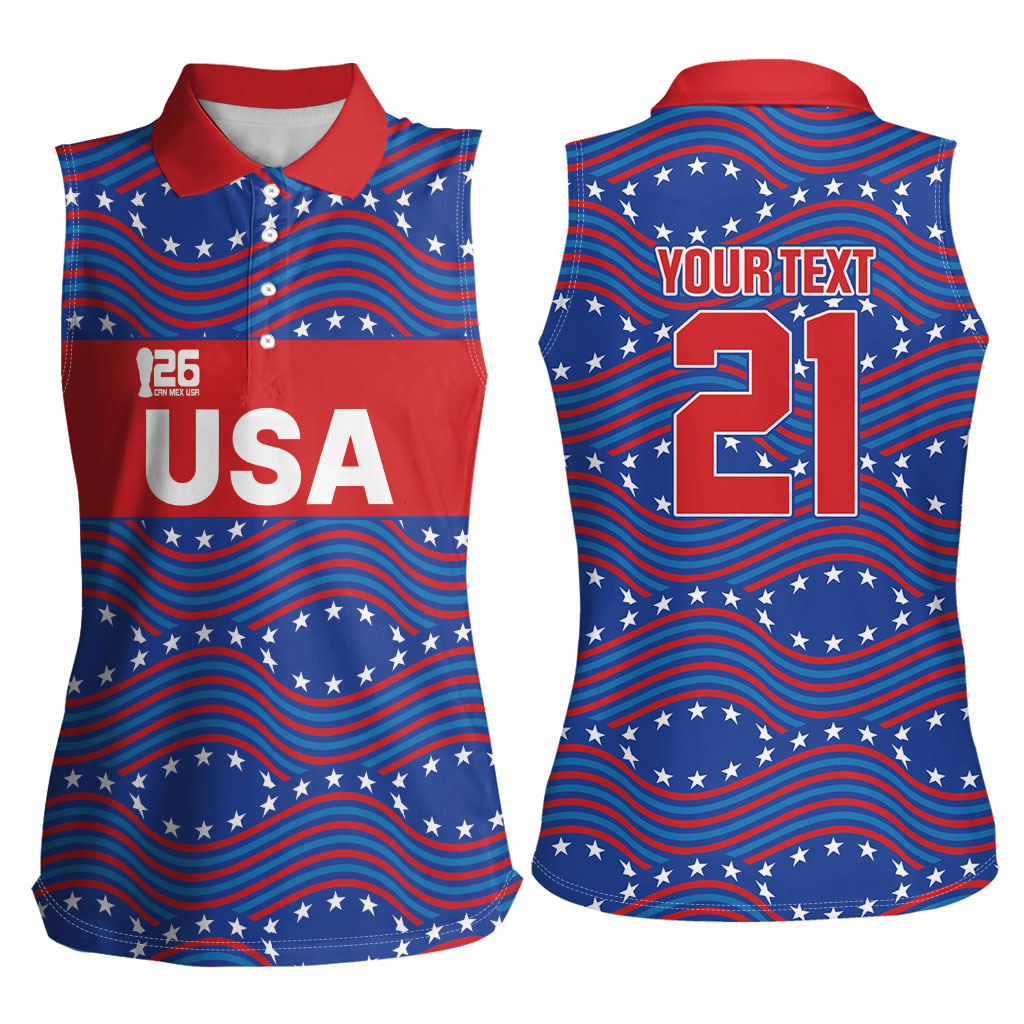 2026 World Football Host Country United States Custom Women Sleeveless Polo Shirt