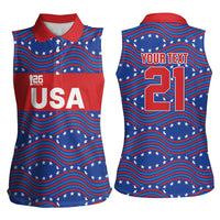 2026 World Football Host Country United States Custom Women Sleeveless Polo Shirt