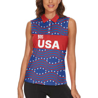 2026 World Football Host Country United States Custom Women Sleeveless Polo Shirt