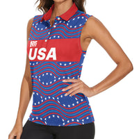 2026 World Football Host Country United States Custom Women Sleeveless Polo Shirt