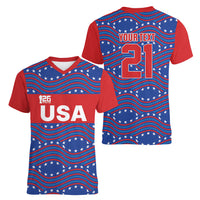 2026 World Football Host Country United States Custom Women V-Neck T-Shirt