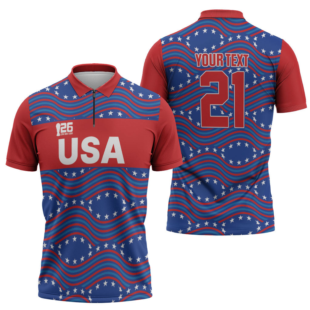2026 World Football Host Country United States Custom Zipper Polo Shirt