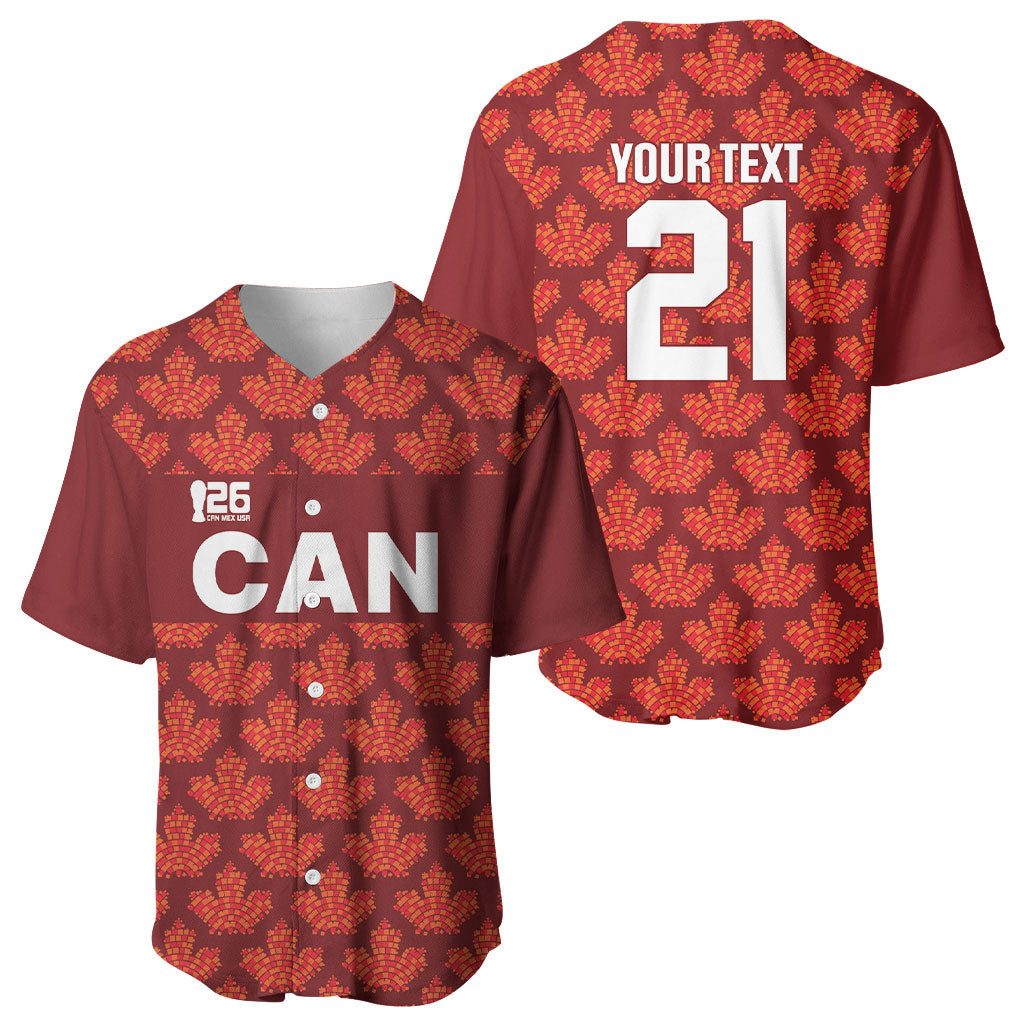2026 World Football Host Country Canada Custom Baseball Jersey