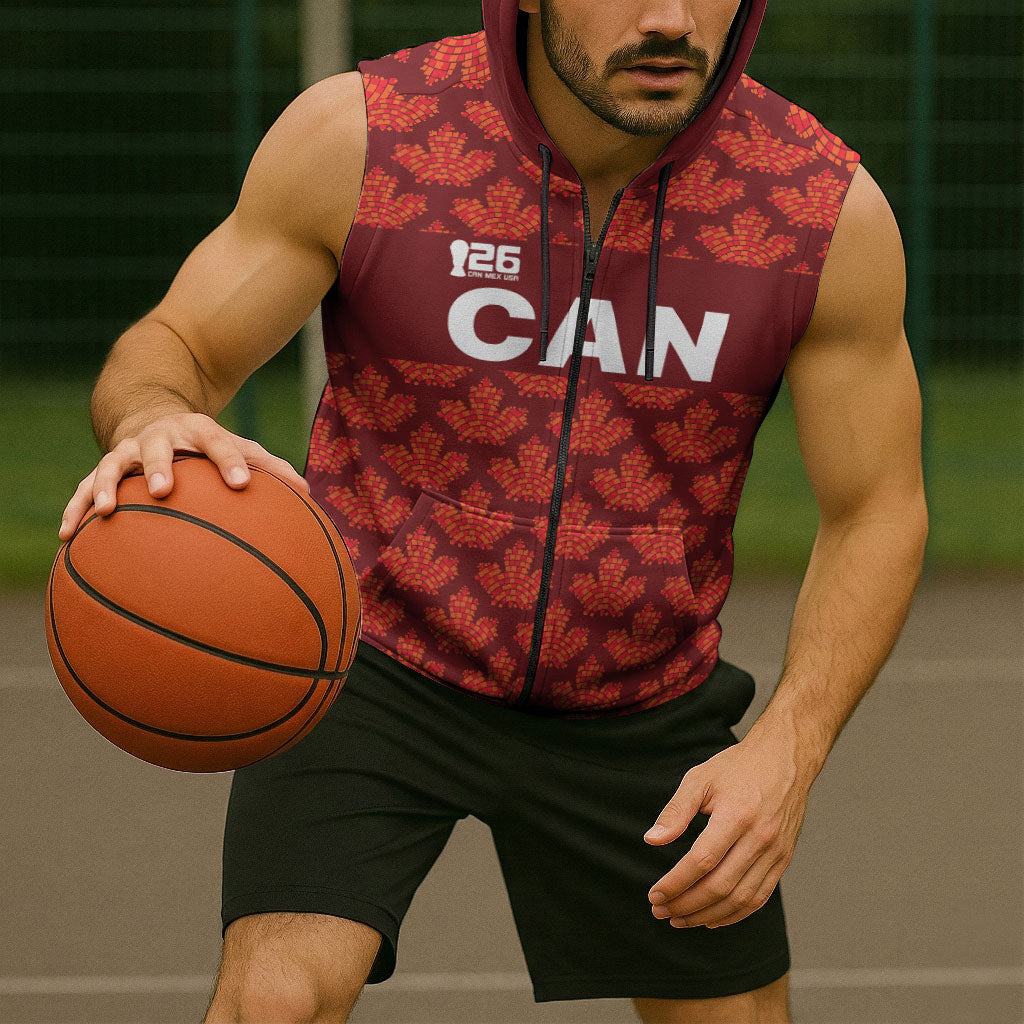 2026 World Football Host Country Canada Custom Sleeveless Zip Hoodie