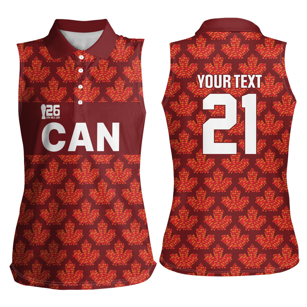 2026 World Football Host Country Canada Custom Women Sleeveless Polo Shirt
