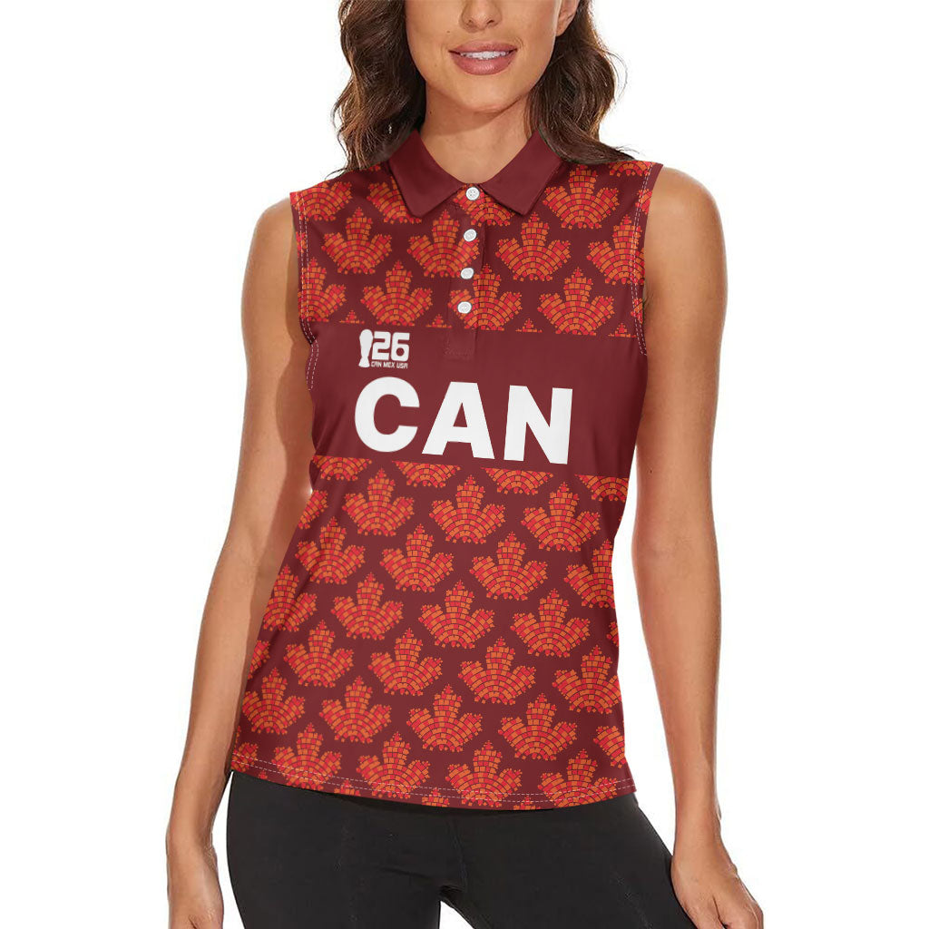 2026 World Football Host Country Canada Custom Women Sleeveless Polo Shirt