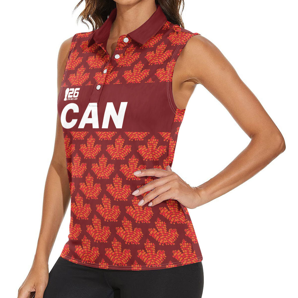 2026 World Football Host Country Canada Custom Women Sleeveless Polo Shirt