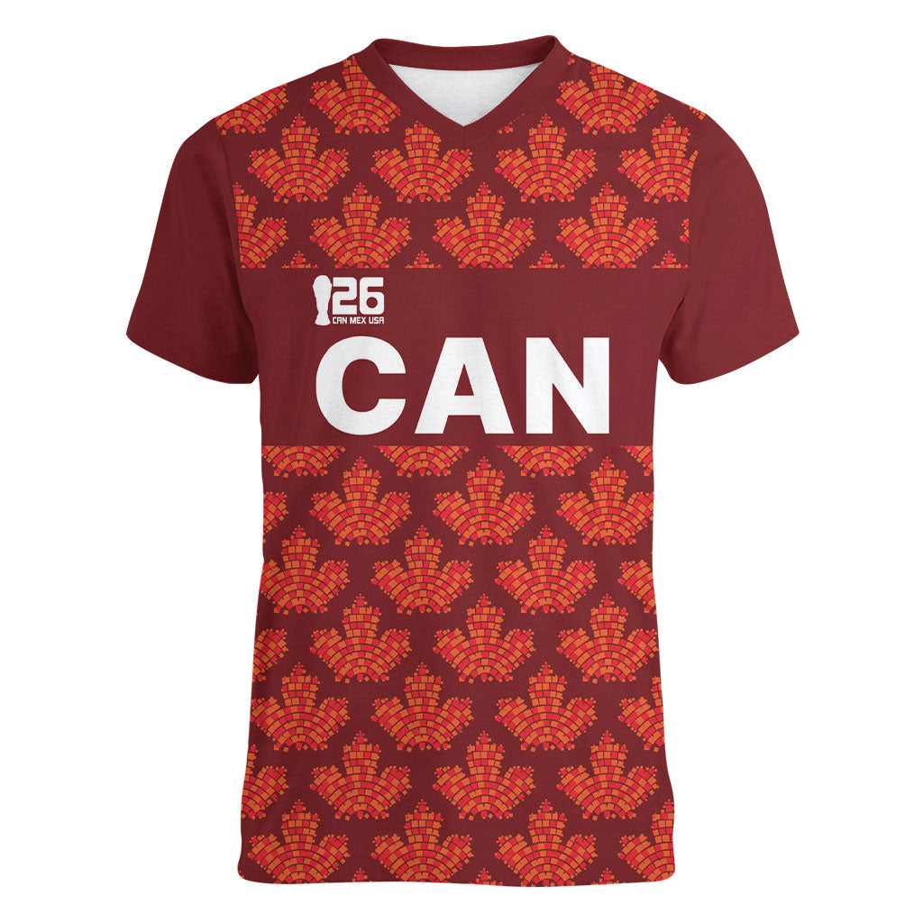 2026 World Football Host Country Canada Custom Women V-Neck T-Shirt