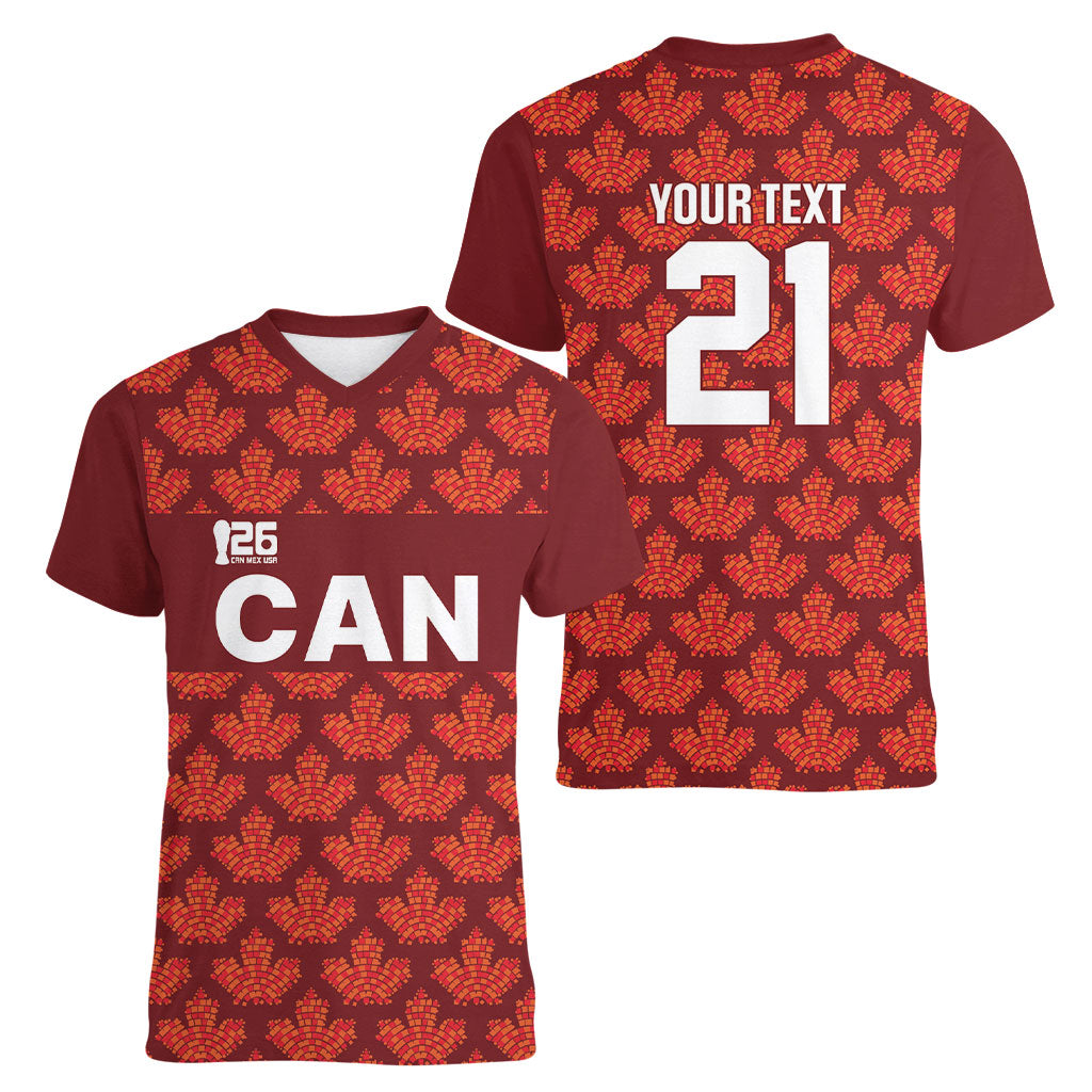 2026 World Football Host Country Canada Custom Women V-Neck T-Shirt