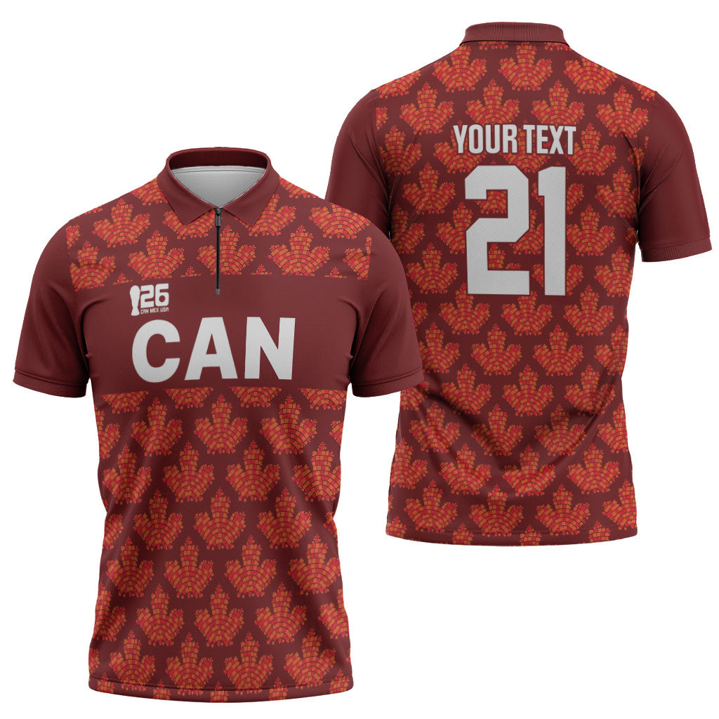 2026 World Football Host Country Canada Custom Zipper Polo Shirt
