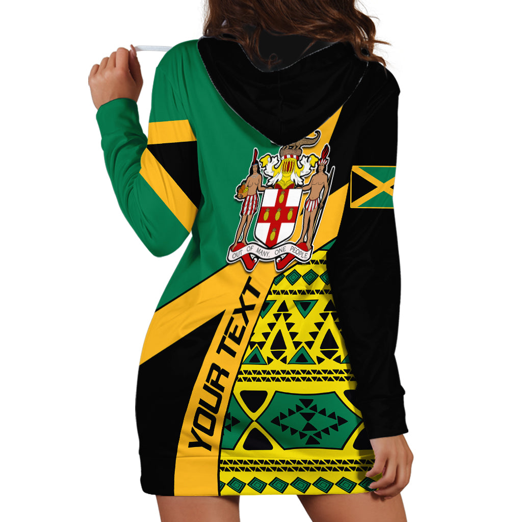 Personalised Jamaica Hoodie Dress Ethnic Style In Jamaican Flag - Wonder Print Shop