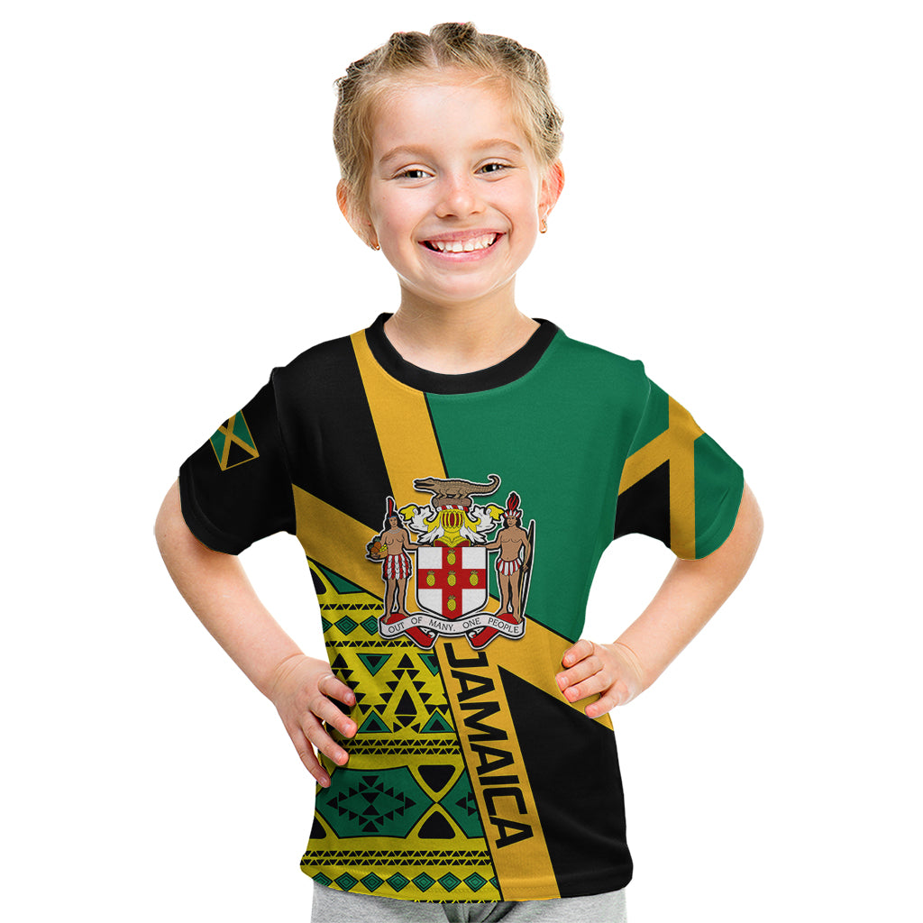 Personalised Jamaica Kid T Shirt Ethnic Style In Jamaican Flag - Wonder Print Shop